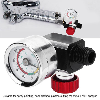 G1/4 140psi Air Pressure Regulator Spray Paint Air Pressure Regulator Airbrush Adjusting Valve V1294-YM0523-3114220032511