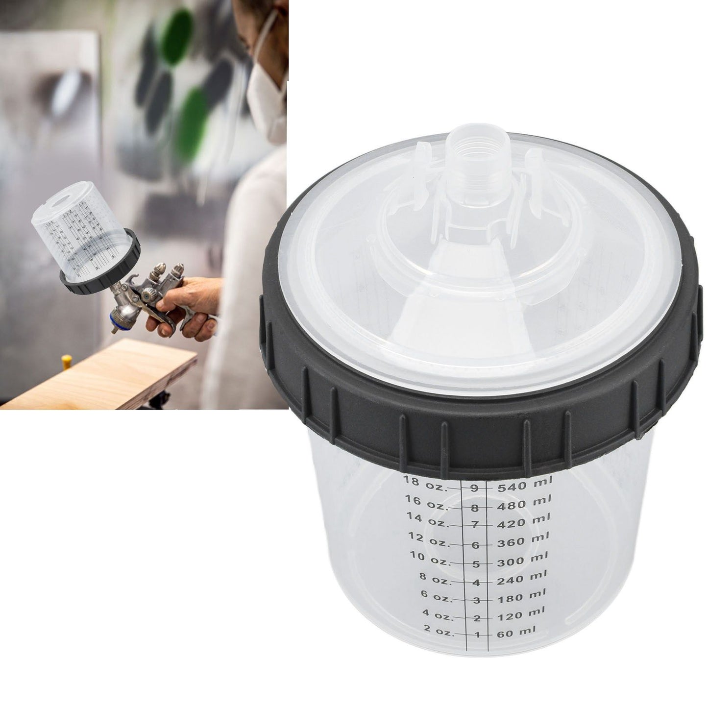 Disposable Paint Spray Cup Plastic Spray Paint Mixing Cup with Lids Painting Supplie 600ml V1294-YM0523-3114220033511