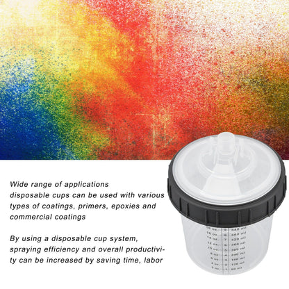 Disposable Paint Spray Cup Plastic Spray Paint Mixing Cup with Lids Painting Supplie 600ml V1294-YM0523-3114220033511