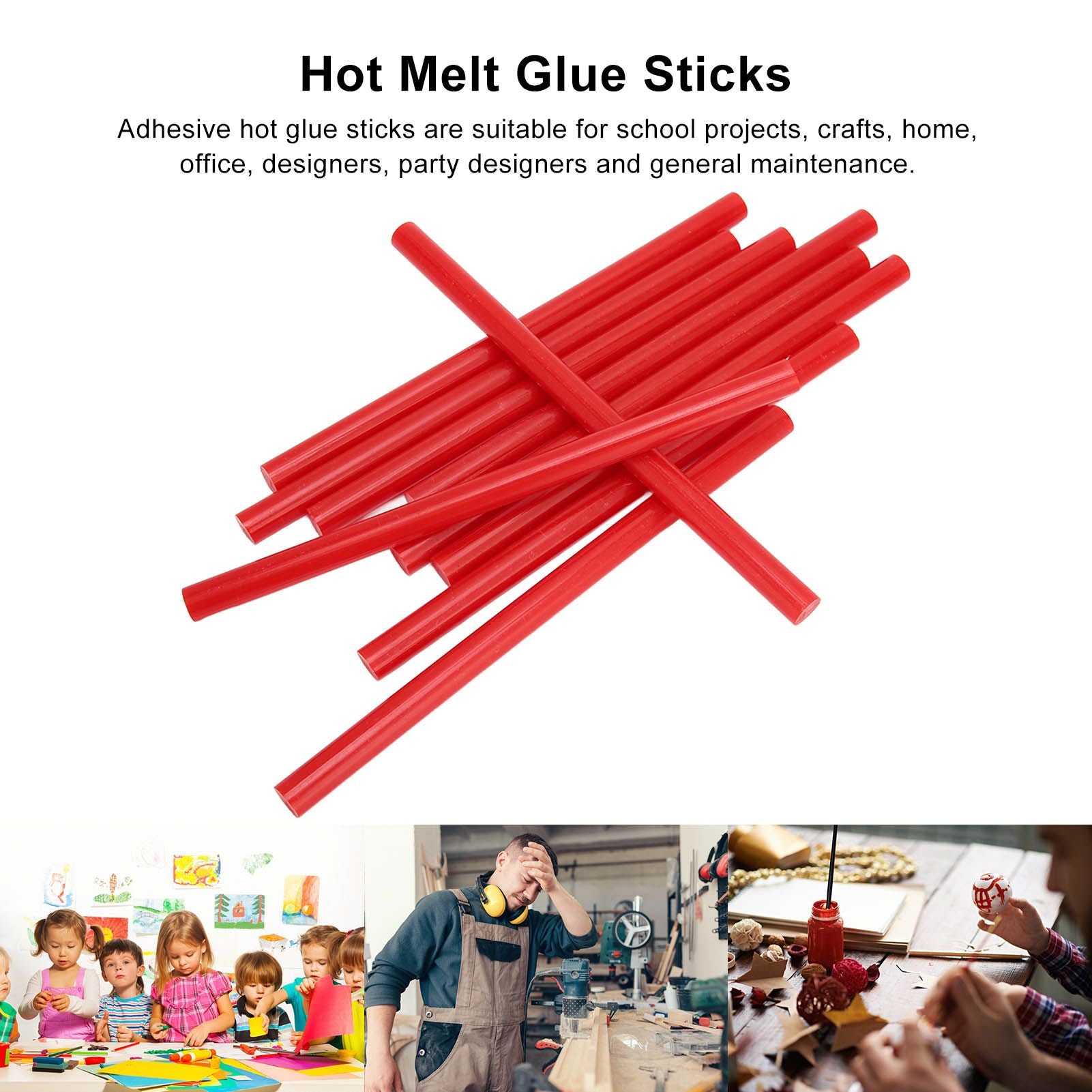 10Pcs Hot Melt Glue Sticks 11x200mm Adhesive Hot Glue Sticks for Arts Crafts Home Engineering V1294-YM0523-3114220033611