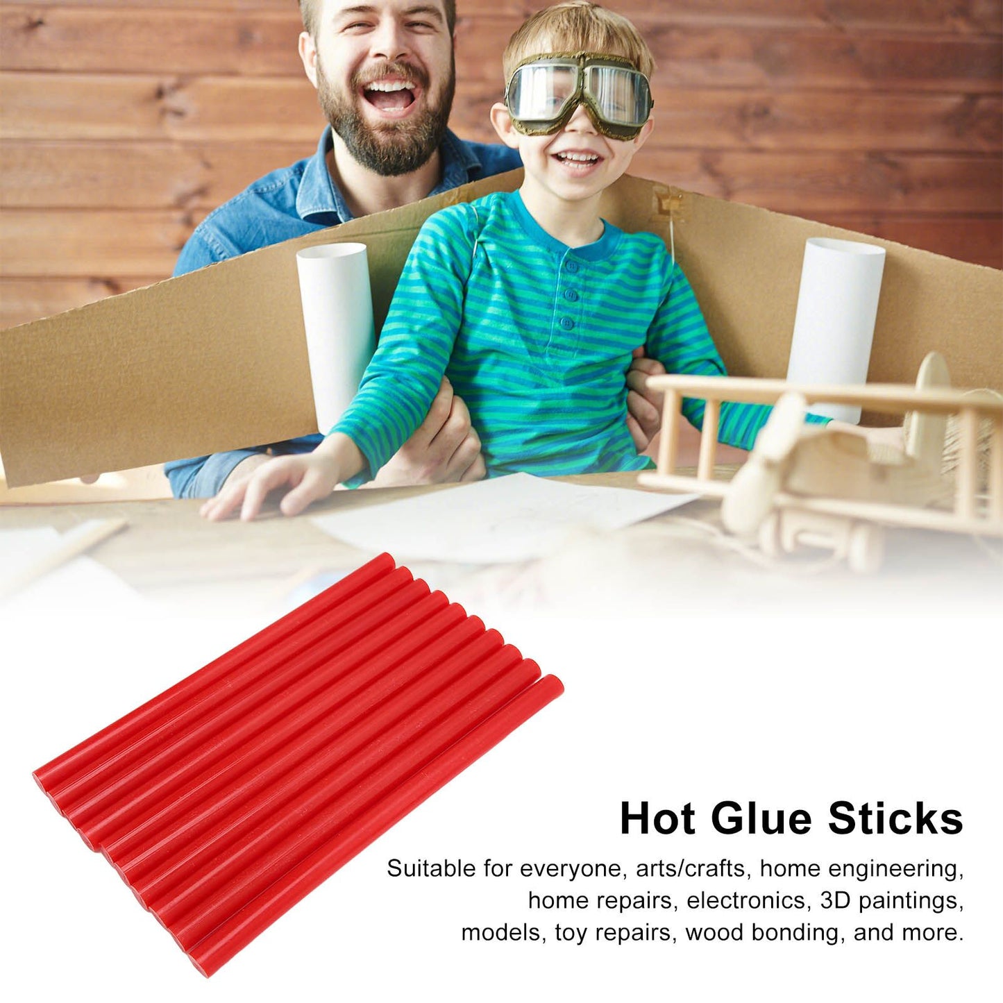 10Pcs Hot Melt Glue Sticks 11x200mm Adhesive Hot Glue Sticks for Arts Crafts Home Engineering V1294-YM0523-3114220033611