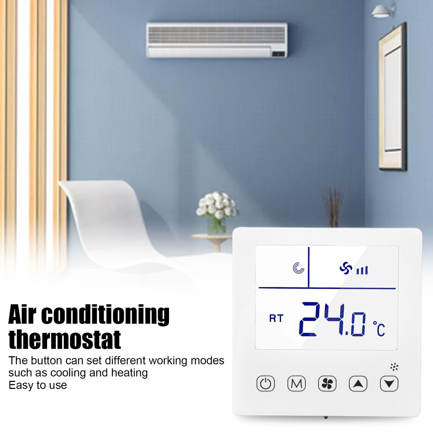 Digital Thermostat Ventilation Function Accurate LCD Display Air Conditioning Temp Controller for Home Hotel V1294-YM0523-3114220035411