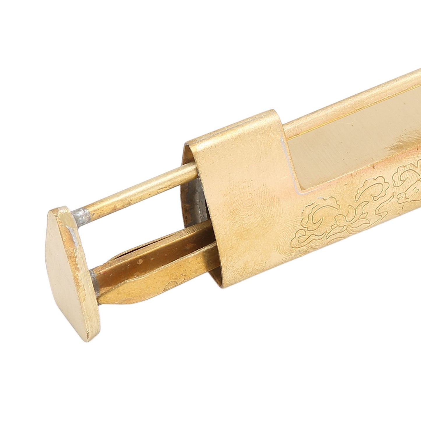 Brass Antique Padlock Spacing 5.9cm Exquisite Rustproof Chinese Old Style Fish Horizontal Padlock for Jewelry V1294-YM0523-3114220035711