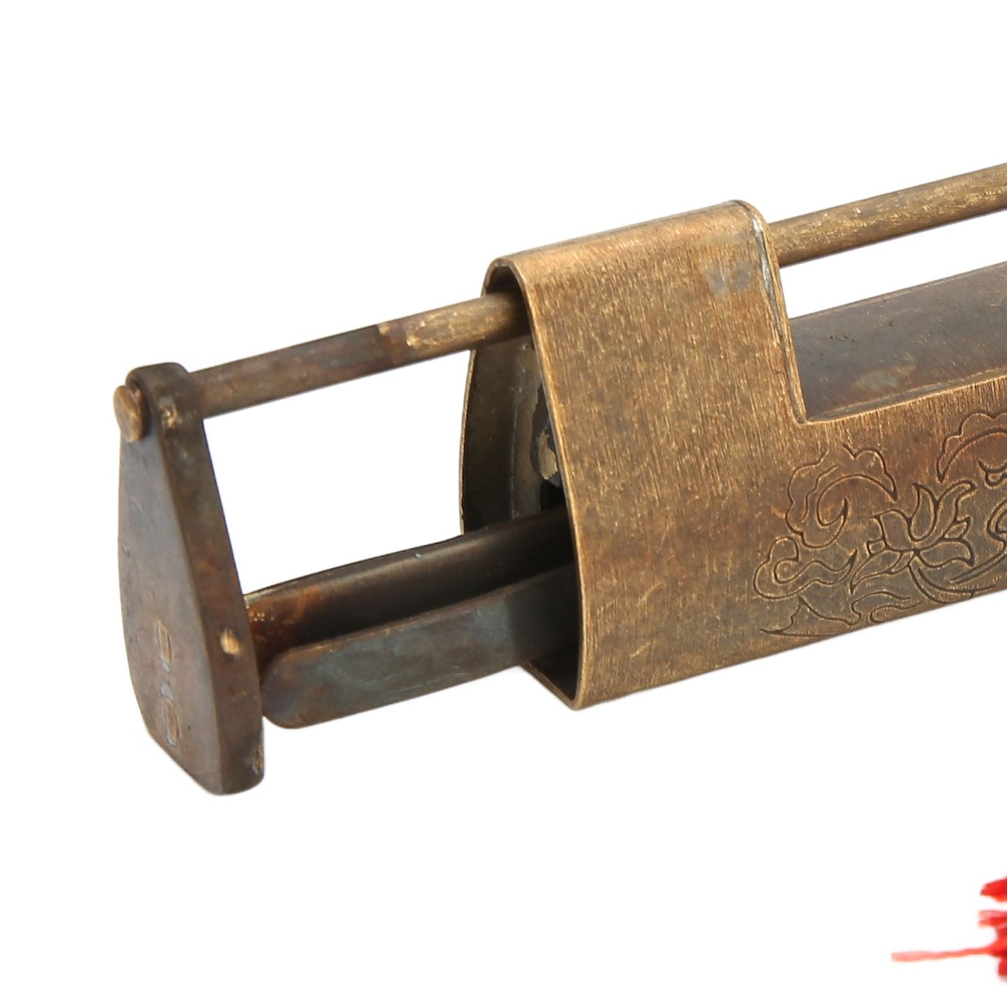Brass Antique Padlock Spacing 5.9cm Exquisite Rustproof Chinese Old Style Fish Horizontal Padlock for Jewelry V1294-YM0523-3114220035712