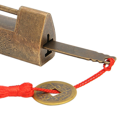 Brass Antique Padlock Spacing 5.9cm Exquisite Rustproof Chinese Old Style Fish Horizontal Padlock for Jewelry V1294-YM0523-3114220035712