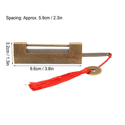 Brass Antique Padlock Spacing 5.9cm Exquisite Rustproof Chinese Old Style Fish Horizontal Padlock for Jewelry V1294-YM0523-3114220035712