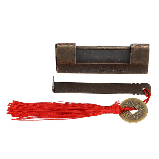 Antique Chinese Padlock 1.7in Spacing Durable Fadeless Brass Vintage Widely Used Chinese Style Padlock for V1294-YM0523-3114220035811