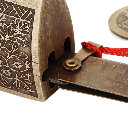 Chinese Antique Lock Retro Spacing 9cm/3.5in Classic Pattern Brass Horizontal Padlock Lock for Gift Boxes V1294-YM0523-3114220035911