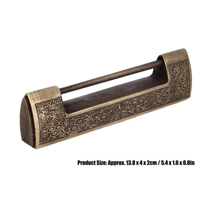 Chinese Antique Lock Retro Spacing 9cm/3.5in Classic Pattern Brass Horizontal Padlock Lock for Gift Boxes V1294-YM0523-3114220035911