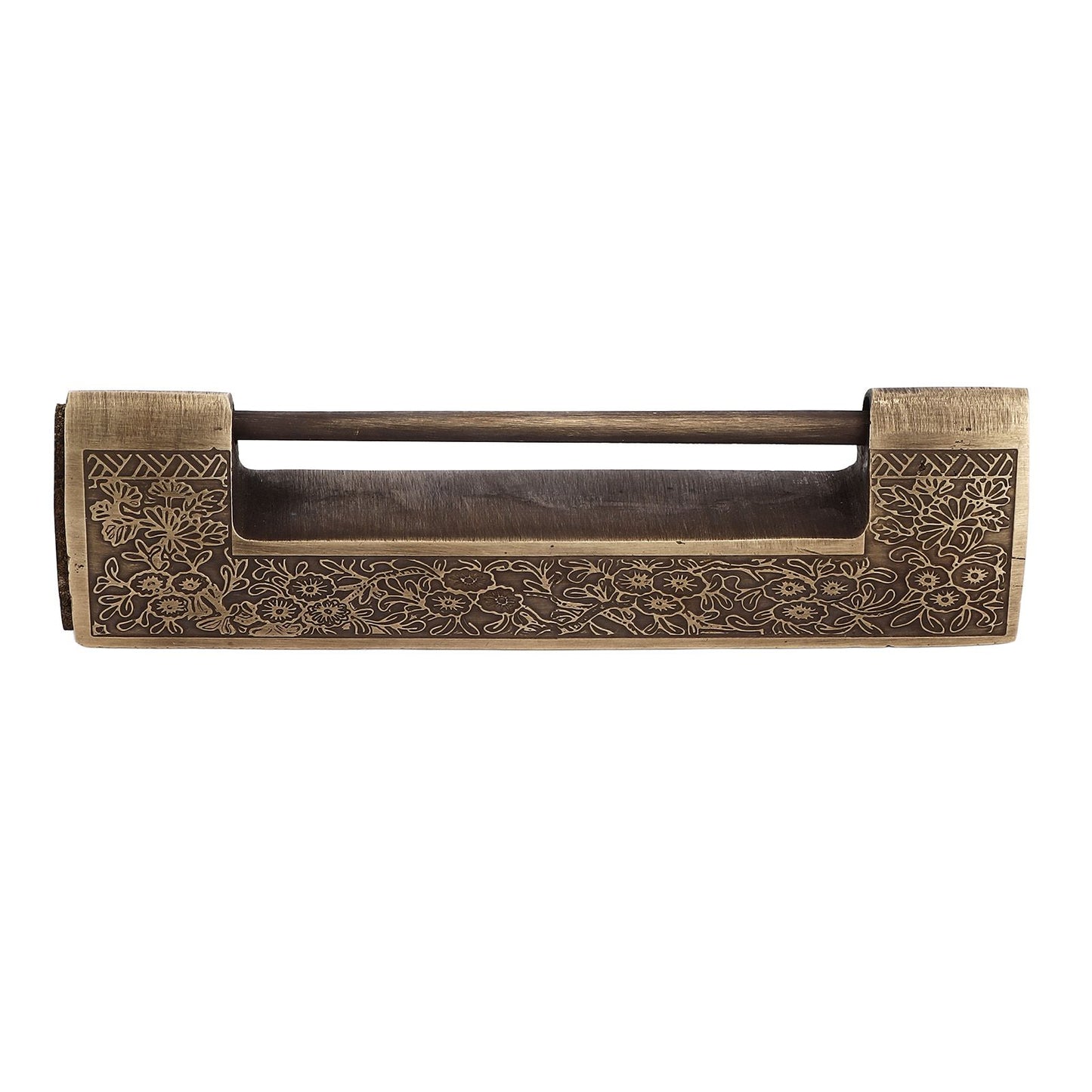 Chinese Antique Lock Retro Spacing 9cm/3.5in Classic Pattern Brass Horizontal Padlock Lock for Gift Boxes V1294-YM0523-3114220035911