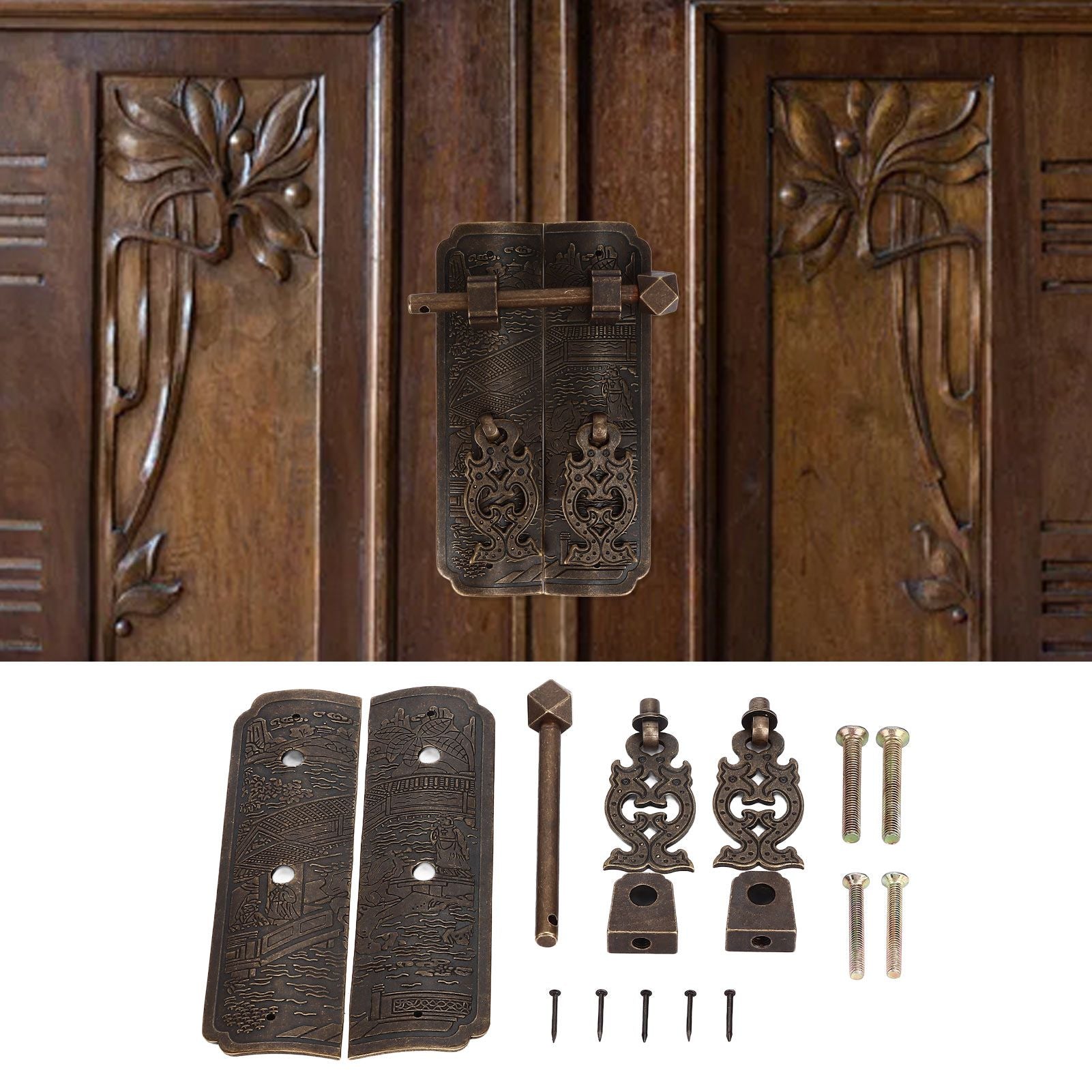 Antique Drawer Pendant Pulls Beautifully Engraved High Hardness Brass Book Cabinet Pull Handle for Dressers V1294-YM0523-3114220036111