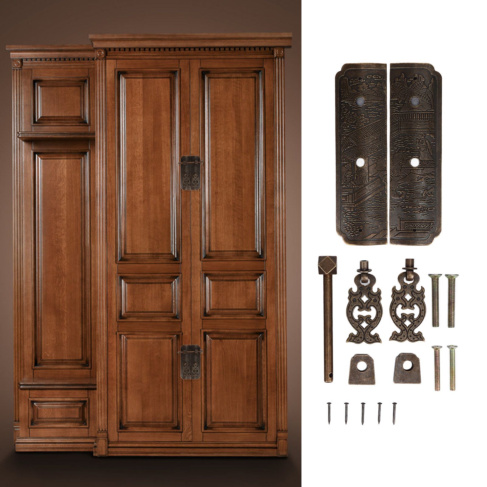 Antique Drawer Pendant Pulls Beautifully Engraved High Hardness Brass Book Cabinet Pull Handle for Dressers V1294-YM0523-3114220036111