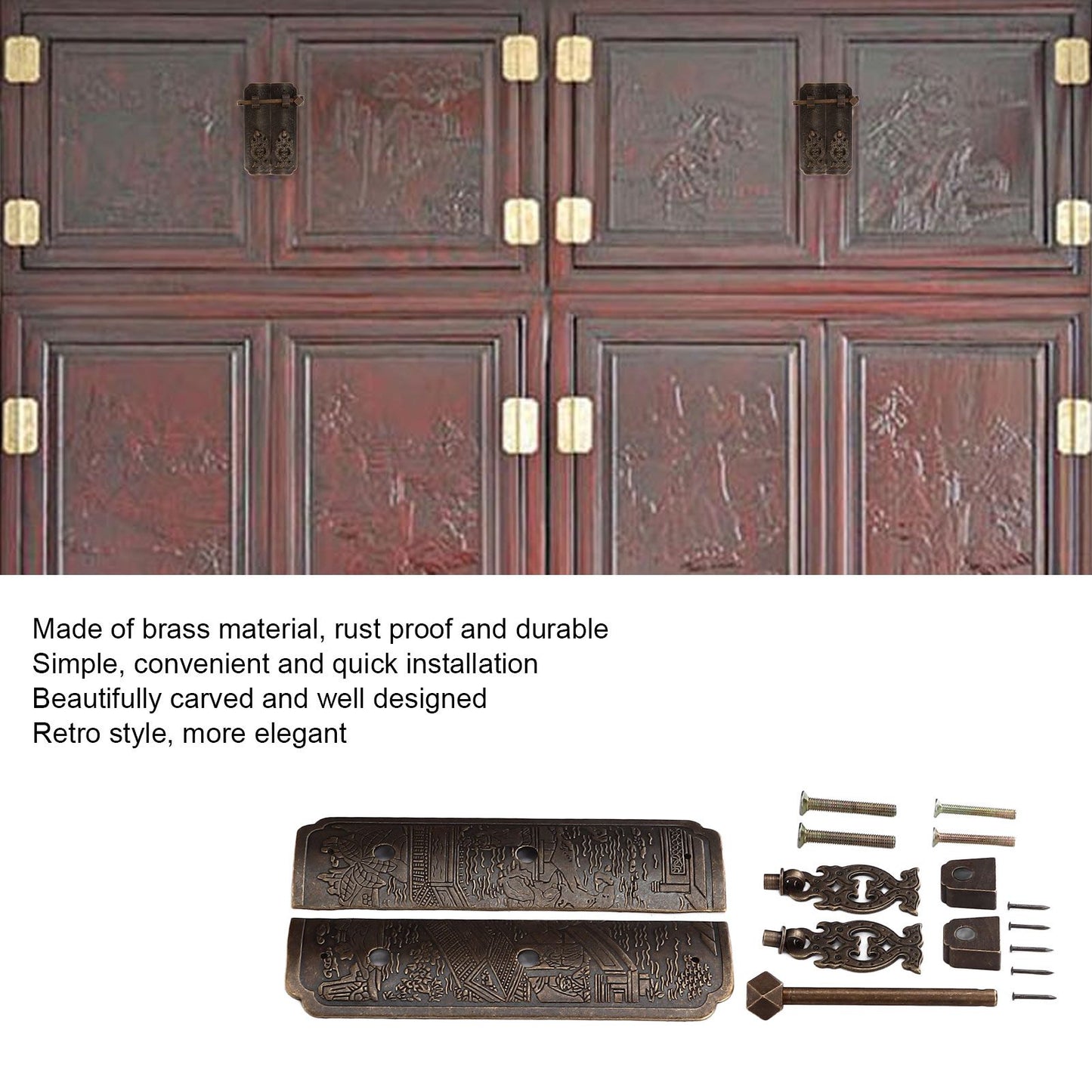 Antique Drawer Pendant Pulls Beautifully Engraved High Hardness Brass Book Cabinet Pull Handle for Dressers V1294-YM0523-3114220036111