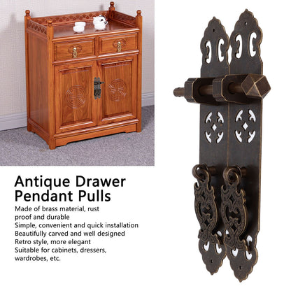 Antique Drawer Pendant Pulls Anti Rust Retro Elegant Brass Book Cabinet Pull Handle for Dressers Wardrobes V1294-YM0523-3114220036212