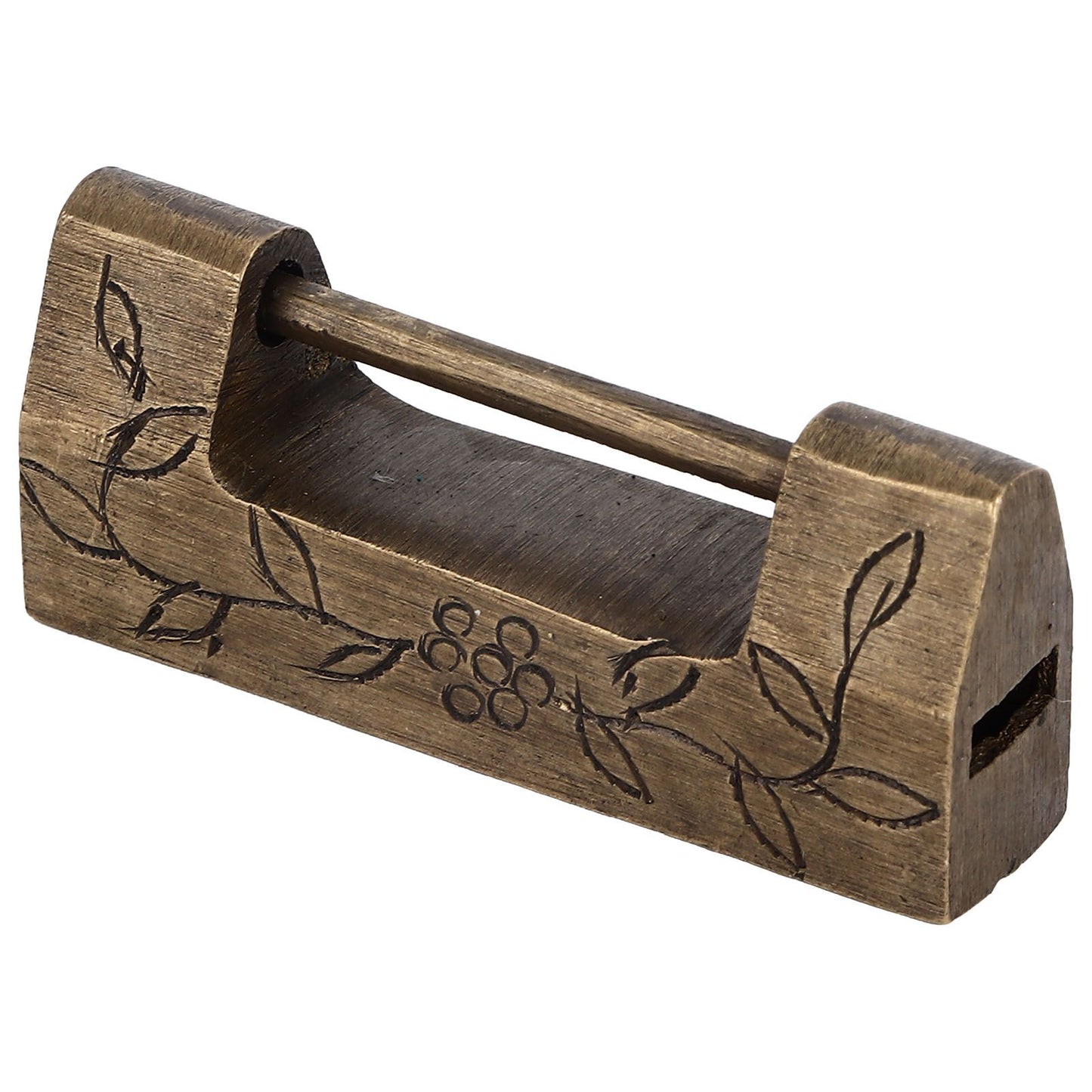 Chinese Antique Lock Retro Classic Pattern Design Bronze Brass Material 5x2cm/2.0x0.8in Horizontal Padlock V1294-YM0523-3114220036311