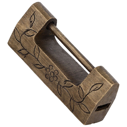 Chinese Antique Lock Retro Classic Pattern Design Bronze Brass Material 5x2cm/2.0x0.8in Horizontal Padlock V1294-YM0523-3114220036311