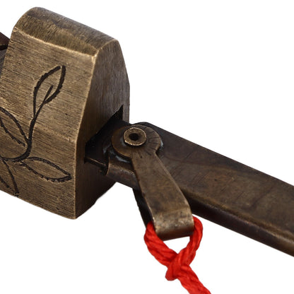 Chinese Antique Lock Retro Classic Pattern Design Bronze Brass Material 5x2cm/2.0x0.8in Horizontal Padlock V1294-YM0523-3114220036311