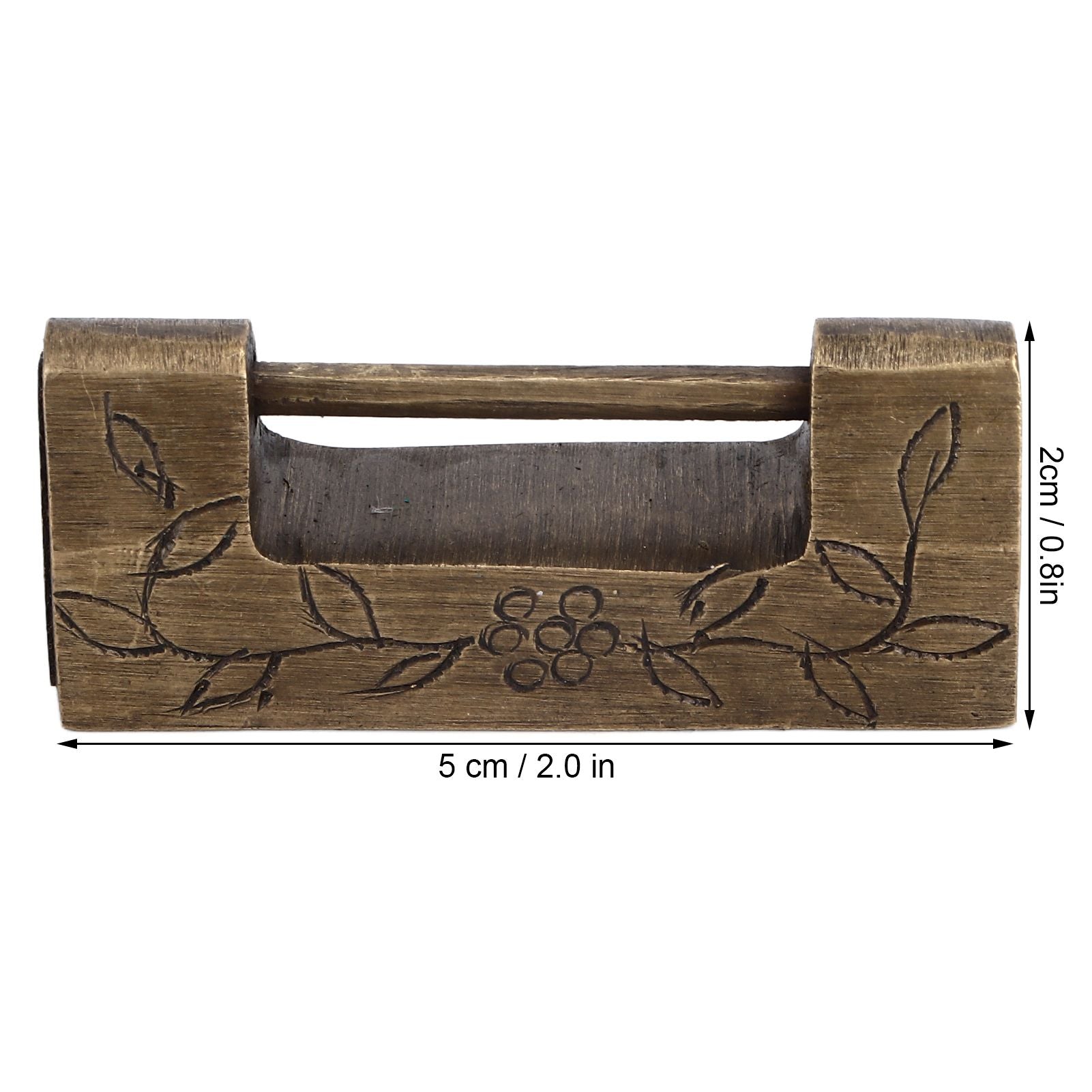 Chinese Antique Lock Retro Classic Pattern Design Bronze Brass Material 5x2cm/2.0x0.8in Horizontal Padlock V1294-YM0523-3114220036311