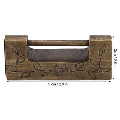 Chinese Antique Lock Retro Classic Pattern Design Bronze Brass Material 5x2cm/2.0x0.8in Horizontal Padlock V1294-YM0523-3114220036311