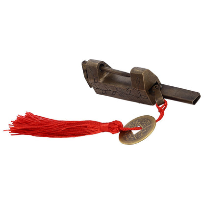 Chinese Antique Lock Retro Classic Pattern Design Bronze Brass Material 5x2cm/2.0x0.8in Horizontal Padlock V1294-YM0523-3114220036311