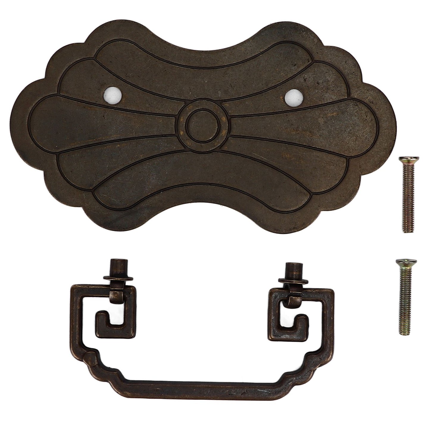 Antique Drawer Handle 12.8x7cm Wealth Blossoms Retro Chinese Style Brass Vintage Drawer Pulls with 2 Screws V1294-YM0523-3114220036411