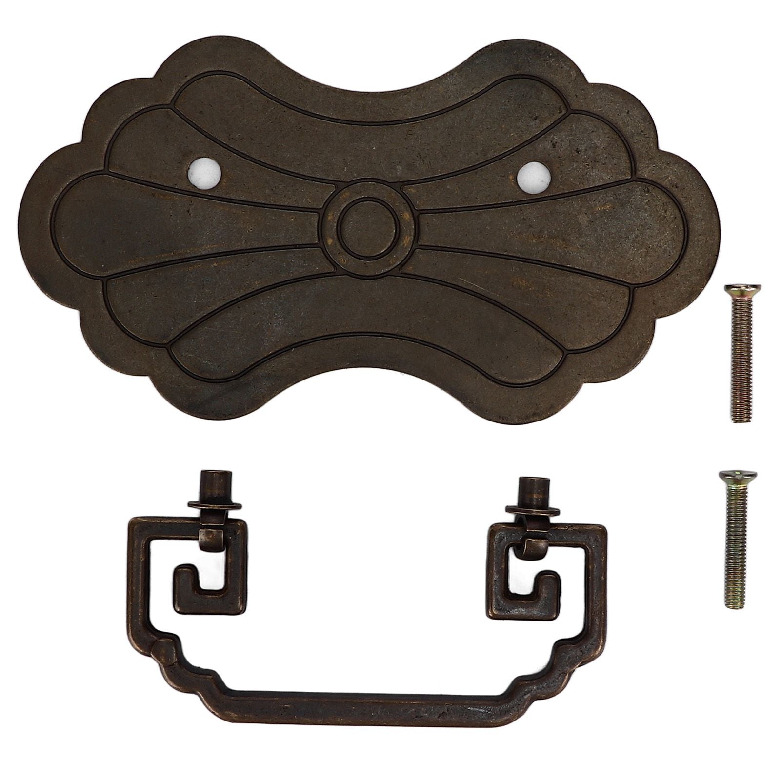 Antique Drawer Handle 12.8x7cm Wealth Blossoms Retro Chinese Style Brass Vintage Drawer Pulls with 2 Screws V1294-YM0523-3114220036411