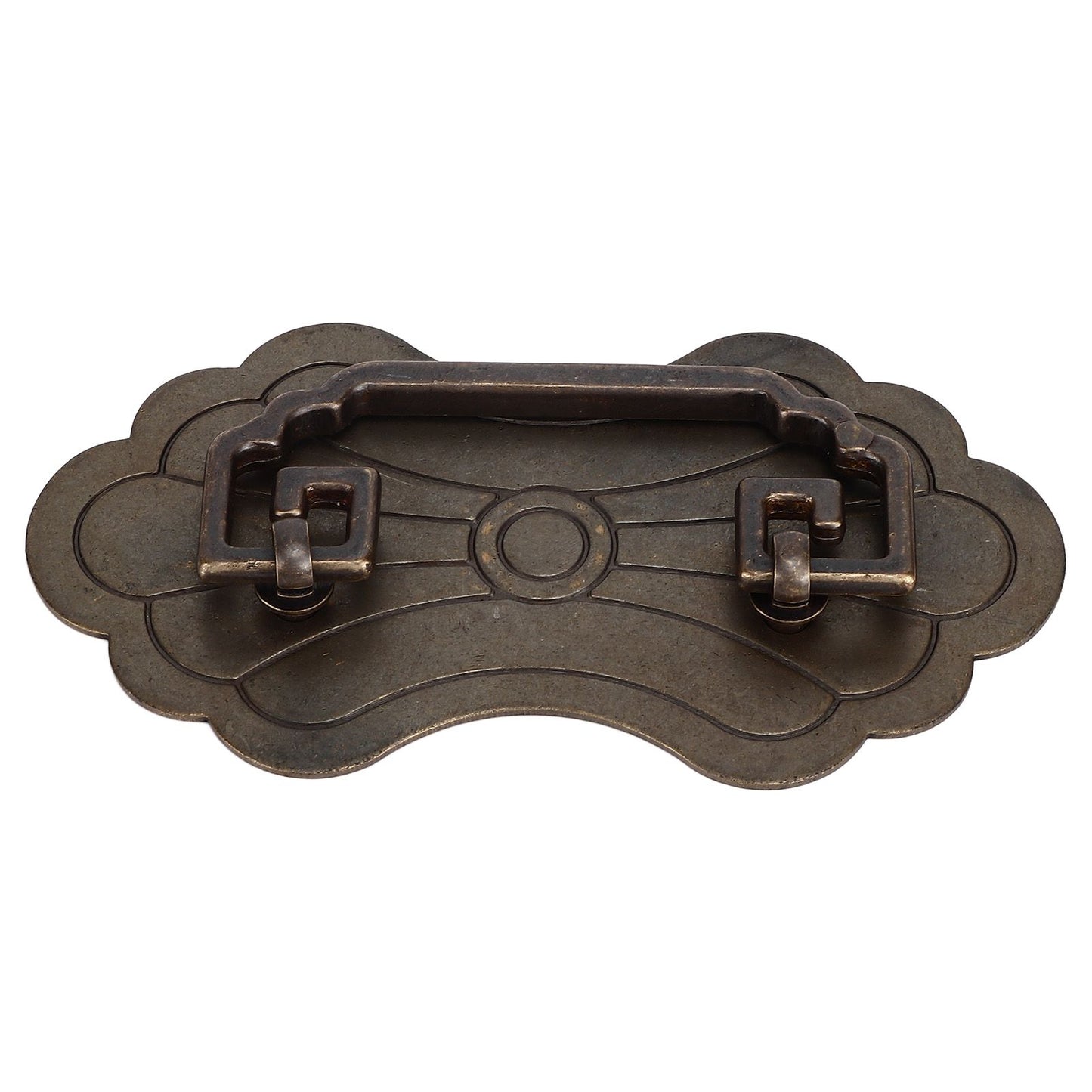 Antique Drawer Handle 12.8x7cm Wealth Blossoms Retro Chinese Style Brass Vintage Drawer Pulls with 2 Screws V1294-YM0523-3114220036411