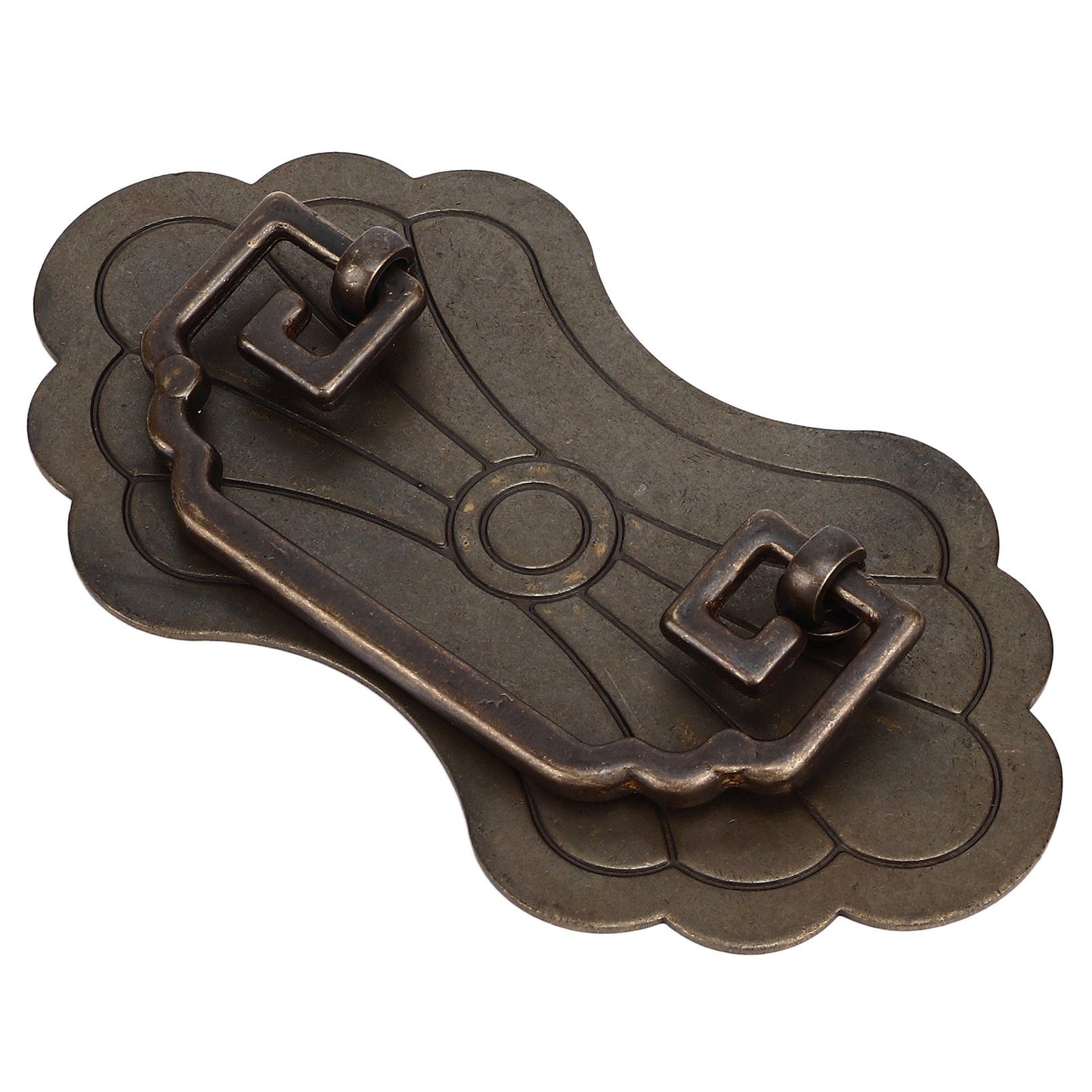 Antique Drawer Handle 12.8x7cm Wealth Blossoms Retro Chinese Style Brass Vintage Drawer Pulls with 2 Screws V1294-YM0523-3114220036411