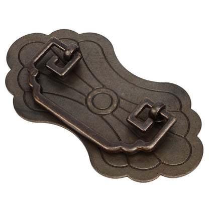 Antique Drawer Handle 12.8x7cm Wealth Blossoms Retro Chinese Style Brass Vintage Drawer Pulls with 2 Screws V1294-YM0523-3114220036411