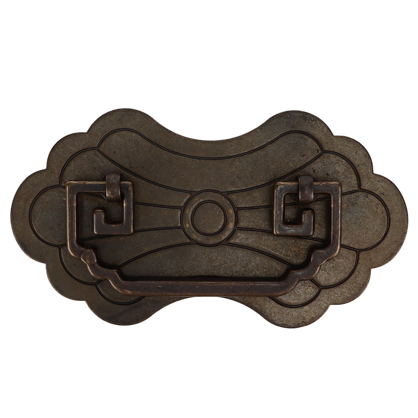 Antique Drawer Handle 12.8x7cm Wealth Blossoms Retro Chinese Style Brass Vintage Drawer Pulls with 2 Screws V1294-YM0523-3114220036411