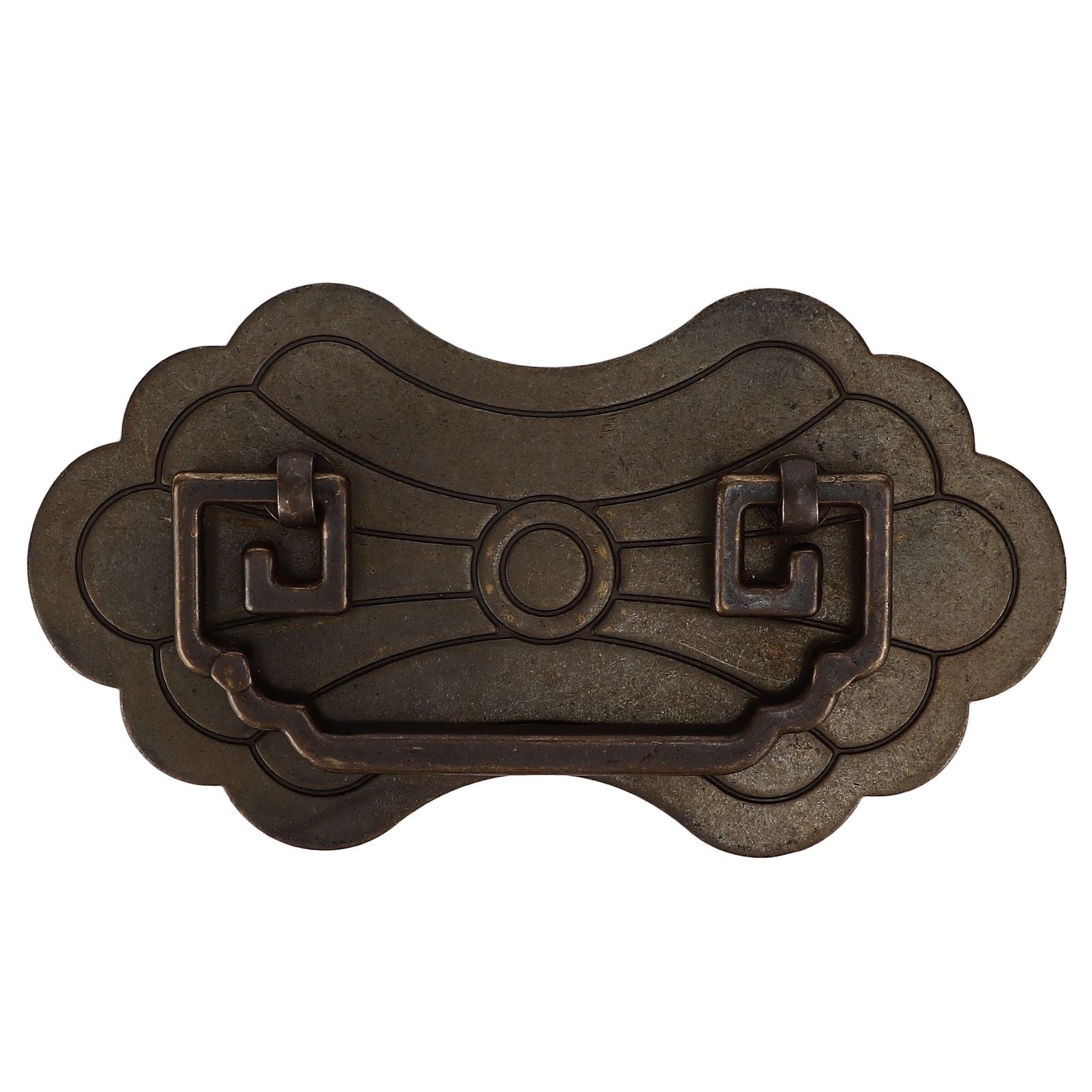 Antique Drawer Handle 12.8x7cm Wealth Blossoms Retro Chinese Style Brass Vintage Drawer Pulls with 2 Screws V1294-YM0523-3114220036411