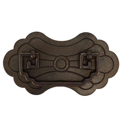 Antique Drawer Handle 12.8x7cm Wealth Blossoms Retro Chinese Style Brass Vintage Drawer Pulls with 2 Screws V1294-YM0523-3114220036411