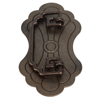 Antique Drawer Handle 12.8x7cm Wealth Blossoms Retro Chinese Style Brass Vintage Drawer Pulls with 2 Screws V1294-YM0523-3114220036411
