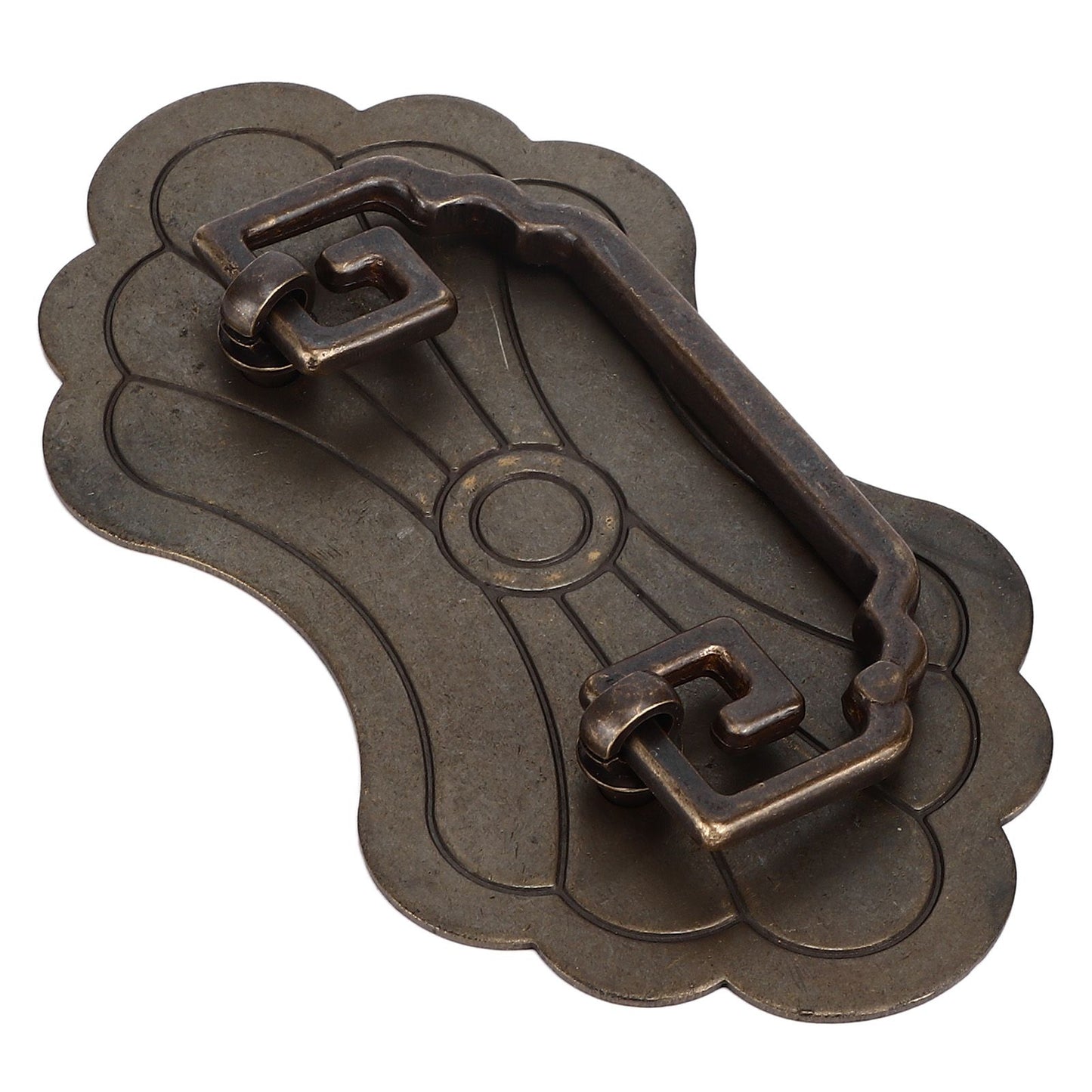 Antique Drawer Handle 12.8x7cm Wealth Blossoms Retro Chinese Style Brass Vintage Drawer Pulls with 2 Screws V1294-YM0523-3114220036411