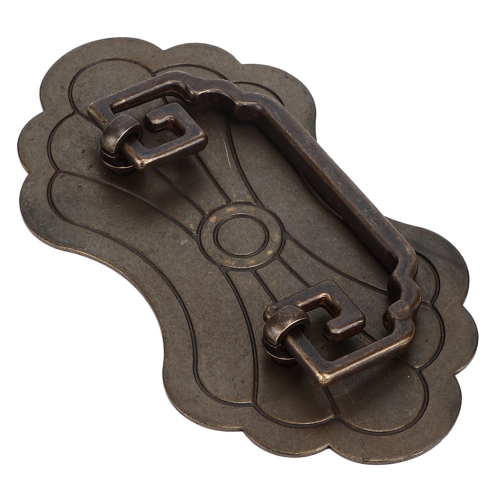Antique Drawer Handle 12.8x7cm Wealth Blossoms Retro Chinese Style Brass Vintage Drawer Pulls with 2 Screws V1294-YM0523-3114220036411