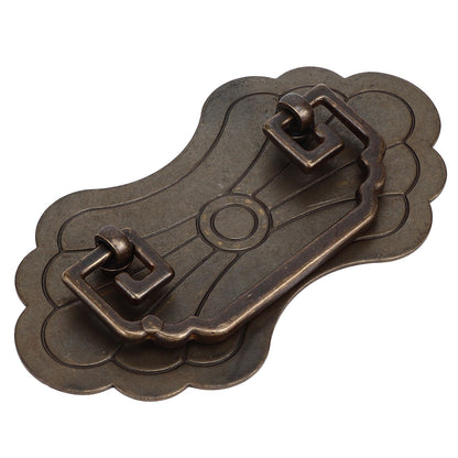 Antique Drawer Handle 12.8x7cm Wealth Blossoms Retro Chinese Style Brass Vintage Drawer Pulls with 2 Screws V1294-YM0523-3114220036411
