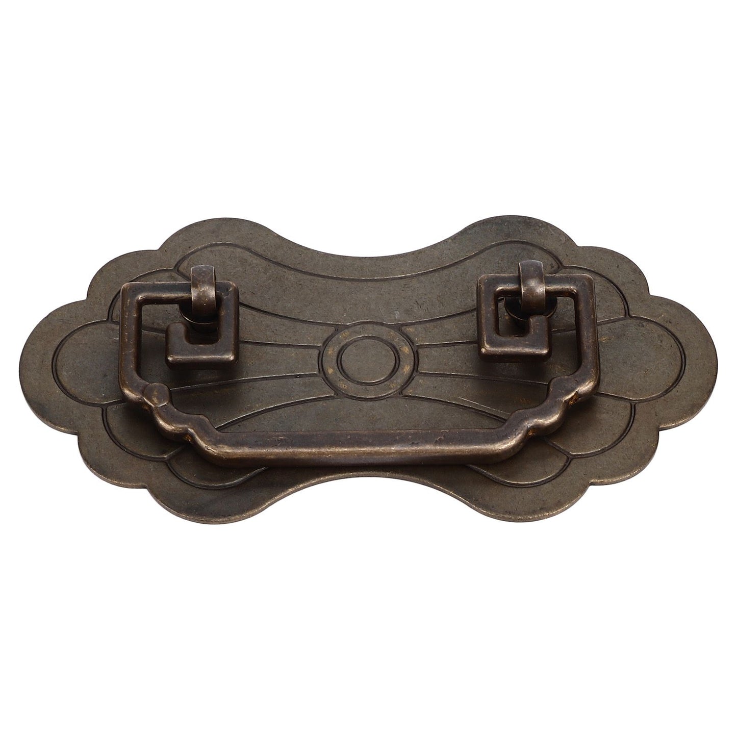 Antique Drawer Handle 12.8x7cm Wealth Blossoms Retro Chinese Style Brass Vintage Drawer Pulls with 2 Screws V1294-YM0523-3114220036411