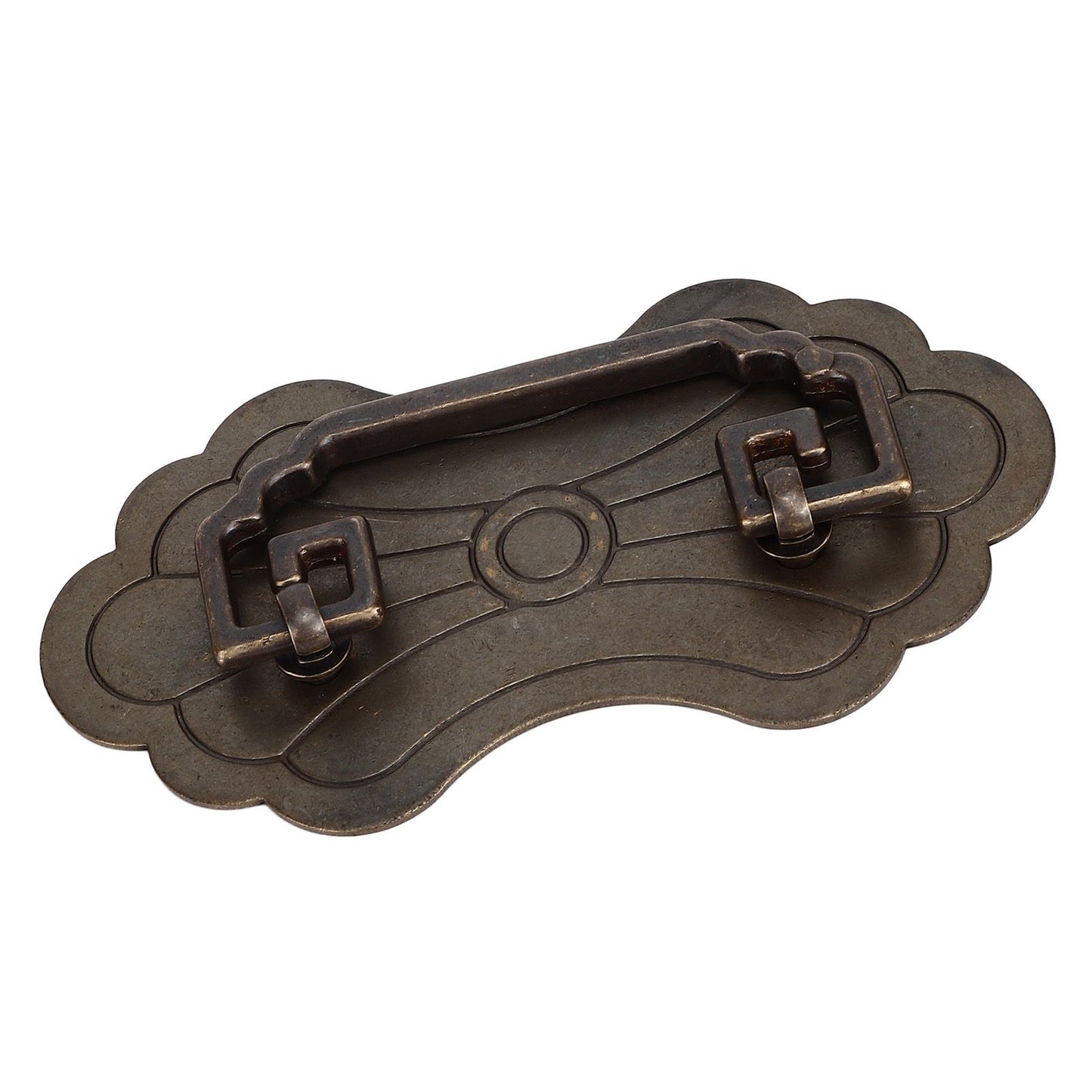 Antique Drawer Handle 12.8x7cm Wealth Blossoms Retro Chinese Style Brass Vintage Drawer Pulls with 2 Screws V1294-YM0523-3114220036411