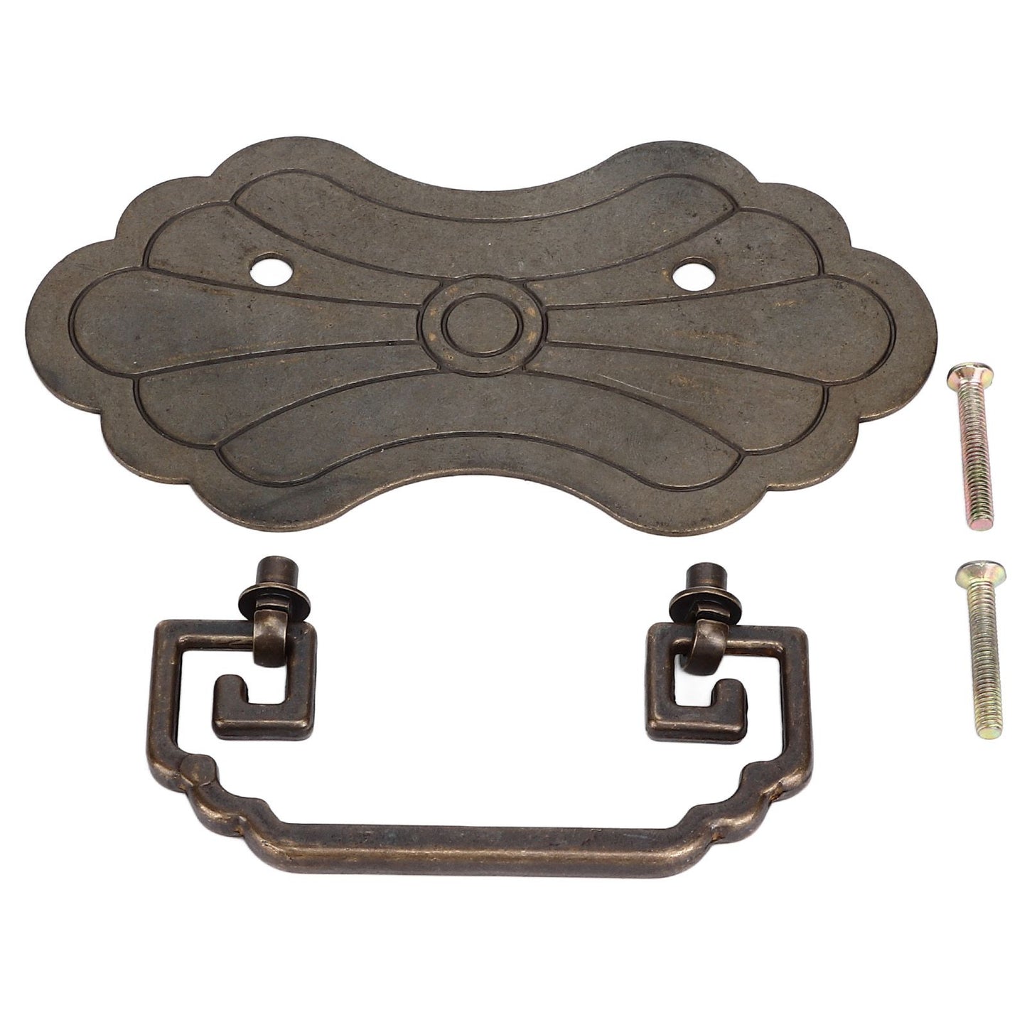 Antique Drawer Handle 12.8x7cm Wealth Blossoms Retro Chinese Style Brass Vintage Drawer Pulls with 2 Screws V1294-YM0523-3114220036411