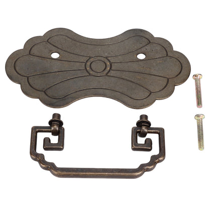 Antique Drawer Handle 12.8x7cm Wealth Blossoms Retro Chinese Style Brass Vintage Drawer Pulls with 2 Screws V1294-YM0523-3114220036411
