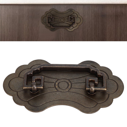 Antique Drawer Handle 12.8x7cm Wealth Blossoms Retro Chinese Style Brass Vintage Drawer Pulls with 2 Screws V1294-YM0523-3114220036411