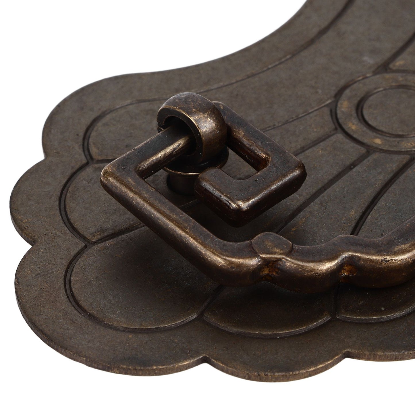 Antique Drawer Handle 12.8x7cm Wealth Blossoms Retro Chinese Style Brass Vintage Drawer Pulls with 2 Screws V1294-YM0523-3114220036411