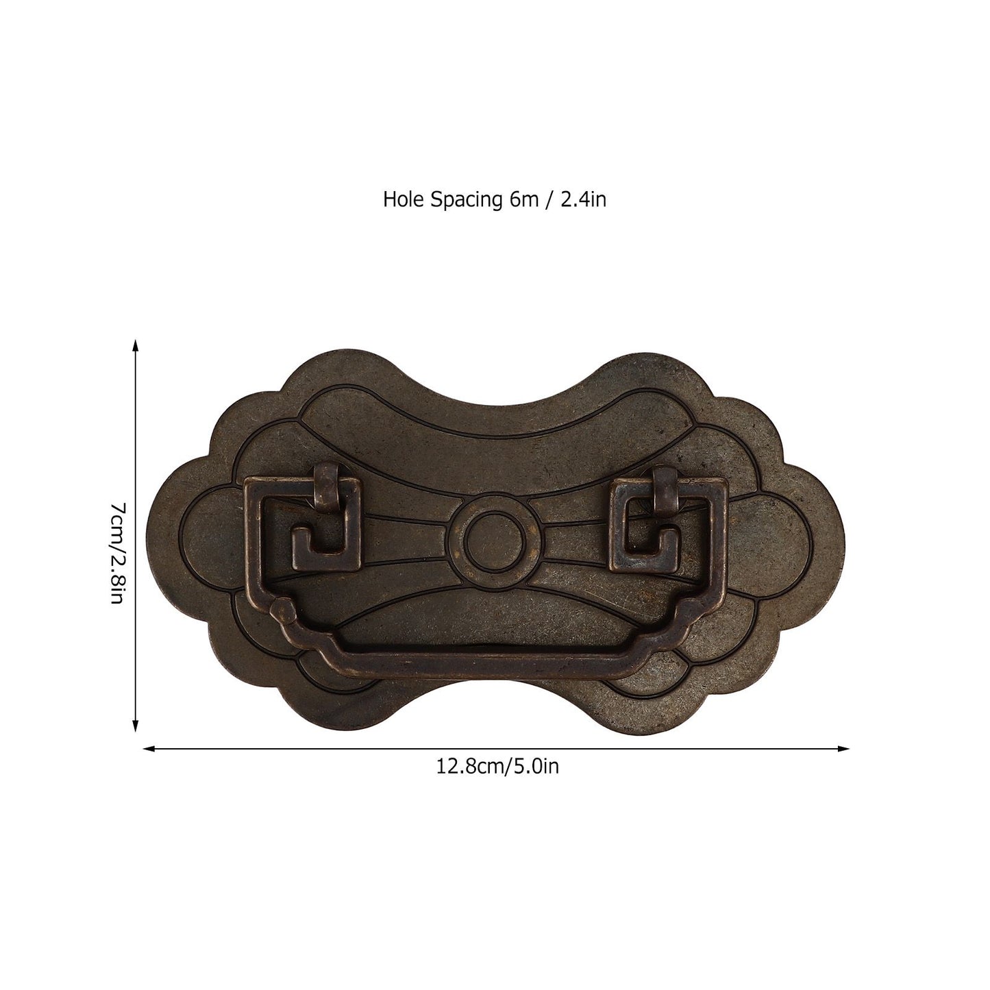 Antique Drawer Handle 12.8x7cm Wealth Blossoms Retro Chinese Style Brass Vintage Drawer Pulls with 2 Screws V1294-YM0523-3114220036411