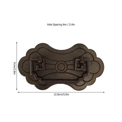 Antique Drawer Handle 12.8x7cm Wealth Blossoms Retro Chinese Style Brass Vintage Drawer Pulls with 2 Screws V1294-YM0523-3114220036411