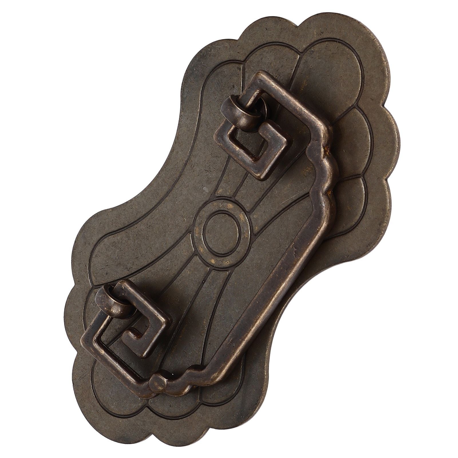 Antique Drawer Handle 12.8x7cm Wealth Blossoms Retro Chinese Style Brass Vintage Drawer Pulls with 2 Screws V1294-YM0523-3114220036411