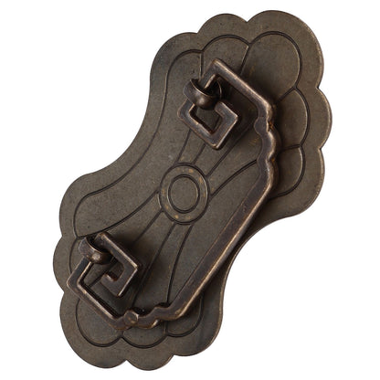 Antique Drawer Handle 12.8x7cm Wealth Blossoms Retro Chinese Style Brass Vintage Drawer Pulls with 2 Screws V1294-YM0523-3114220036411