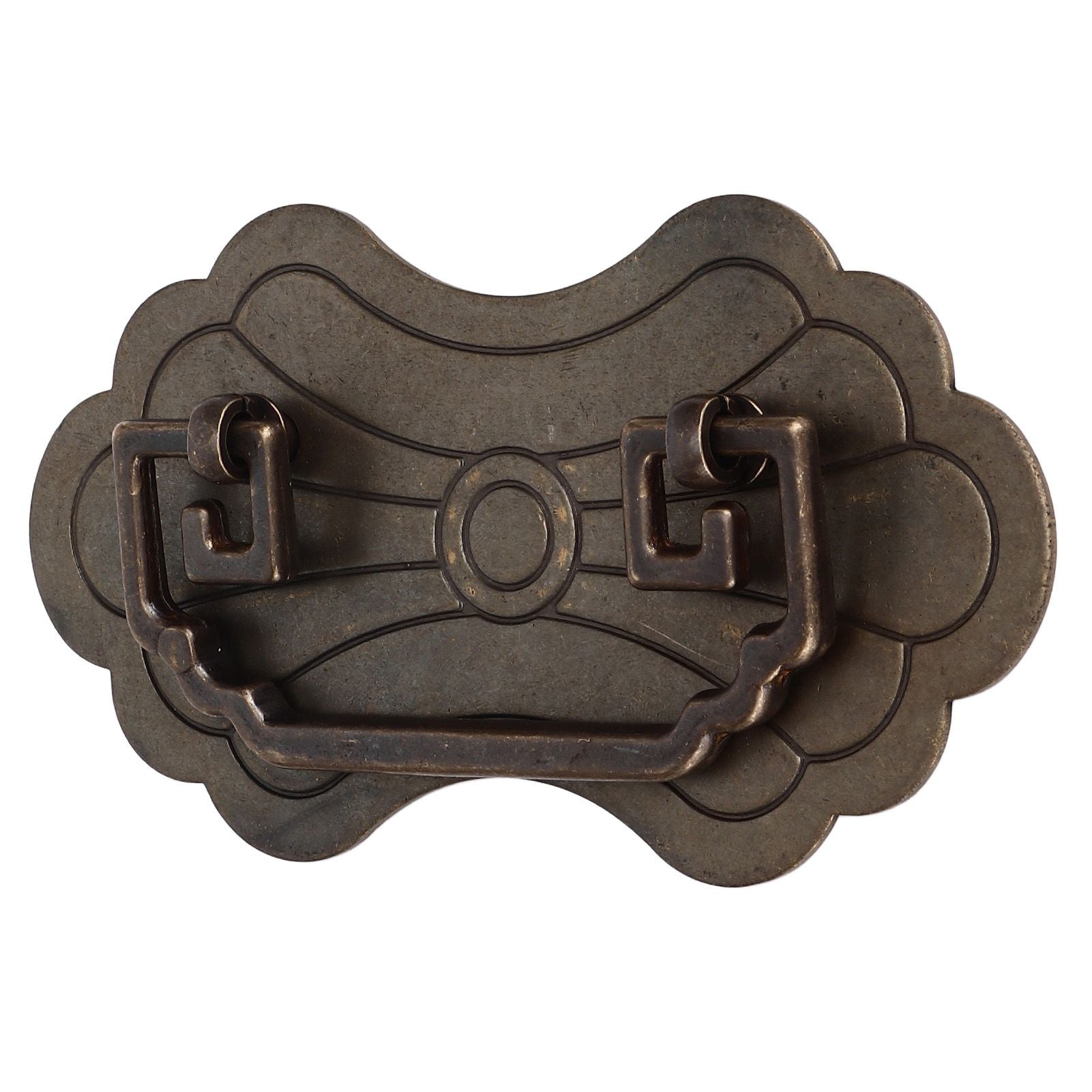 Antique Drawer Handle 12.8x7cm Wealth Blossoms Retro Chinese Style Brass Vintage Drawer Pulls with 2 Screws V1294-YM0523-3114220036411