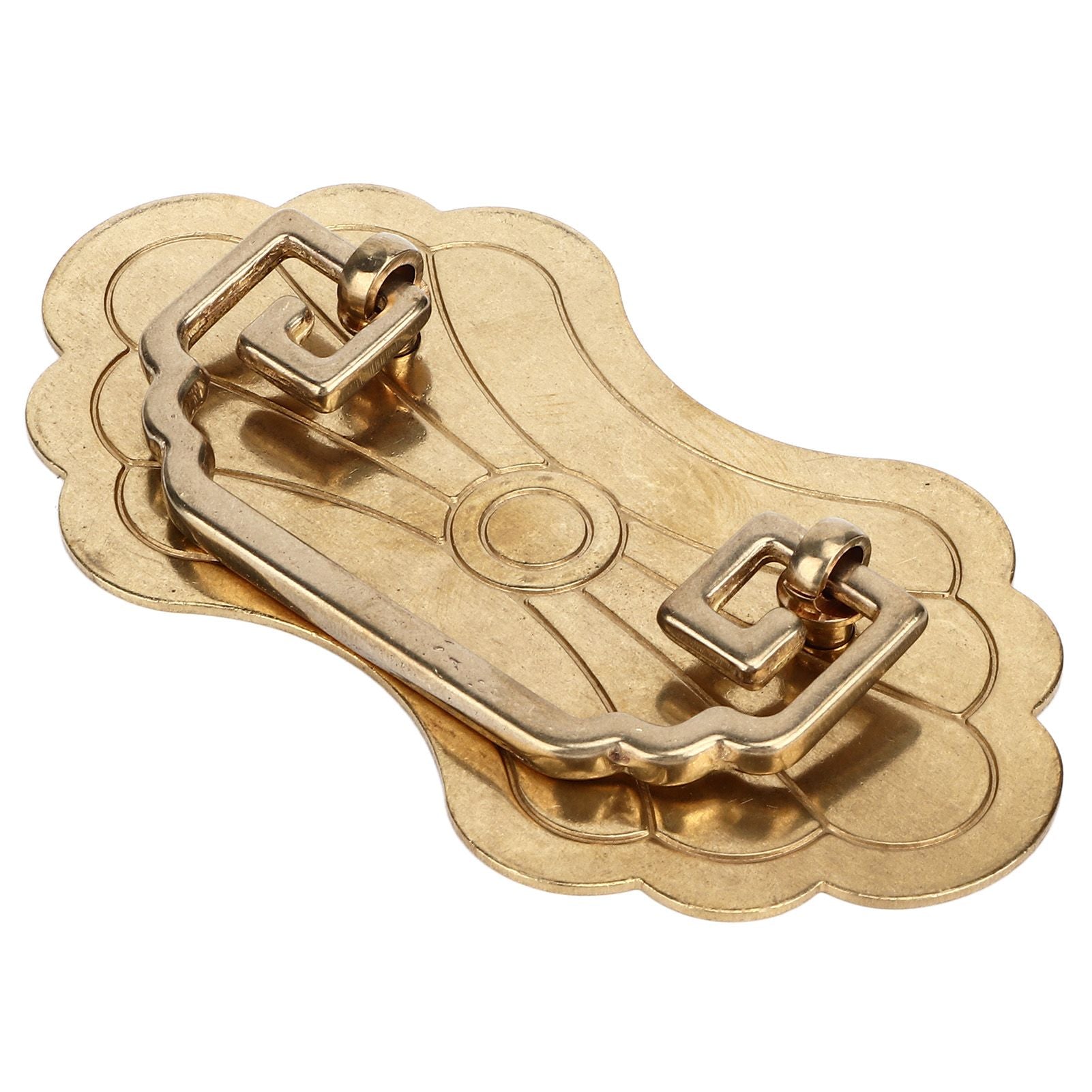 Antique Drawer Handle 12.8x7cm Wealth Blossoms Retro Chinese Style Brass Vintage Drawer Pulls with 2 Screws V1294-YM0523-3114220036412