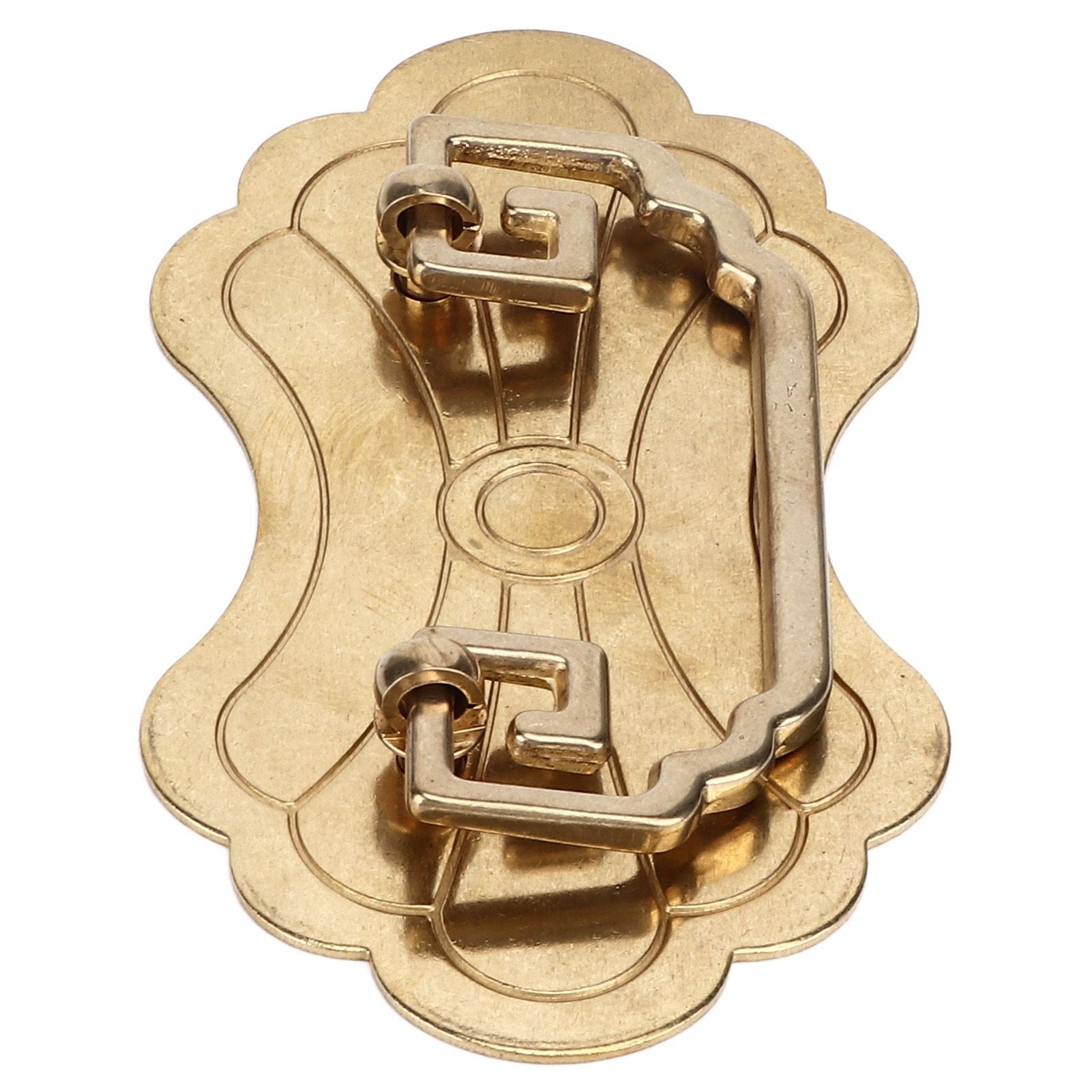 Antique Drawer Handle 12.8x7cm Wealth Blossoms Retro Chinese Style Brass Vintage Drawer Pulls with 2 Screws V1294-YM0523-3114220036412