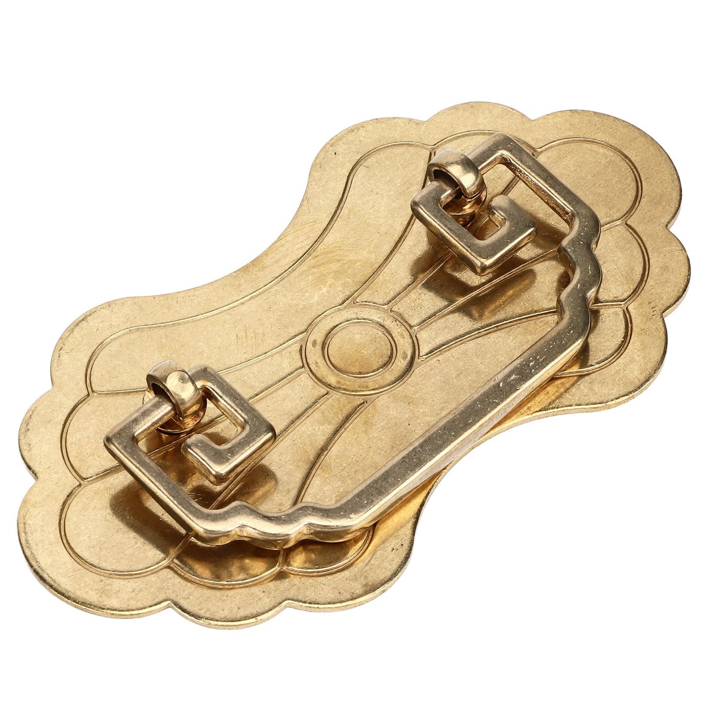 Antique Drawer Handle 12.8x7cm Wealth Blossoms Retro Chinese Style Brass Vintage Drawer Pulls with 2 Screws V1294-YM0523-3114220036412